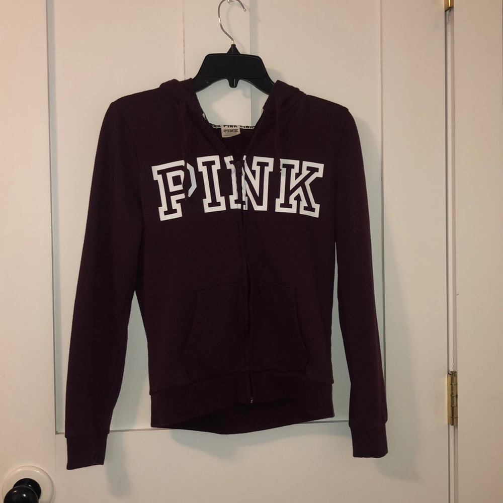VS Pink Maroon Zip Up Hoodie